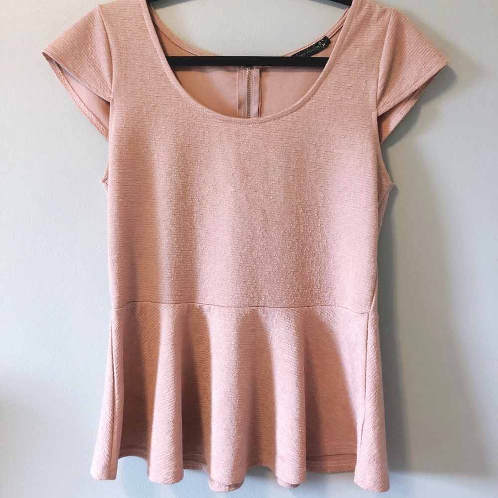 QED LONDON | Pink Peplum Top